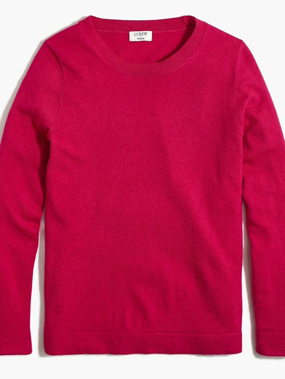 New! J. Crew sz Medium M Cotton Wool Reddish-Pink Berry Teddie Neck Sweater NWT